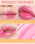 evpct 3Pcs Peach Aloe Vera Avocado Mini Clear Color Changing Lip Oil Tinted Lip Gloss Set for Women Girls Lip Balm Tint Stain Glaze Pack Lipstick Magic labiales magicos brillos para labios