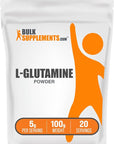 BulkSupplements.com L-Glutamine Powder - Glutamine Supplement, L-Glutamine 5000mg, L Glutamine Powder - Unflavored & Gluten Free, 5000mg per Serving, 100g (3.5 oz) (Pack of 1)