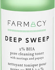 Farmacy 2% Salicylic Acid Toner for Face - Deep Sweep Gentle BHA Exfoliant for Oily Skin - Refines Texture with Papaya Enzymes & Moringa Water for a Healthy-Looking Complexion (120ml)