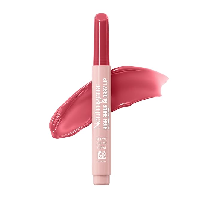 Neutrogena High Shine Glossy Lip with Maracuja Oil + Vitamins & Antioxidant Vitamin E, Nourishing Glossy Lip, Non-Retractable, Pigmented For Buildable Color, Blushing Berry, 0.07 oz