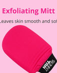 Skinny Tan, Exfoliating Glove Mitt - Dual Sided for Different Levels of Exfoliation - Vegan, Cruelty Free - Preps Skin for Self Tanner - Pink, 1 Pc