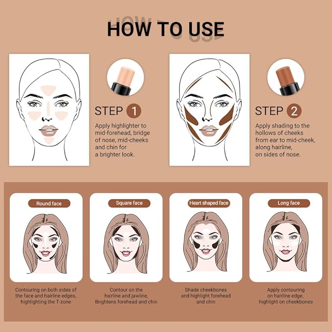evpct 4 Color Contour Stick Makeup Set Concealer