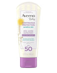 Aveeno Baby Continuous Protection Zinc Oxide Mineral Sunscreen Lotion for Sensitive Skin, Broad Spectrum SPF 50, Tear-Free, Sweat- & Water-Resistant, Paraben-Free, Travel-Size, 3 fl. oz