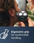 Philips Norelco Shaver 1100 Series, Dry Electric Shaver, 27 Self-Sharpening ComfortCut Blades, 4D Floating Heads, P-Cap, Deep Black, Model S1016/90