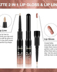 Kaely 2-in-1 Matte Lipstick and Lip Liner, Liquid Lip Stain Makeup for women Long Lasting Waterproof Smudge Proof, labiales matte mate larga duracion listip 24 hours originales, 56 Bright Nude