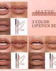 Matte Lip Liner Pencil Set 3 Pack, Long-Lasting Waterproof Lip Liners, Smudge-Proof and High Pigment Lip Liner Kit, Smooth Application for Defining & Shaping Lips, Non-Fading Matte Finish-1#