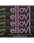 Ellovi Natural Lip Butter Lip Balm - Ginger Lemon - Pure Enough to Eat - Made With Just 6 Vegan Ingredients - 100% Natural & Organic Moisturizing Lip Care for All Day Hydration (4-Pack)