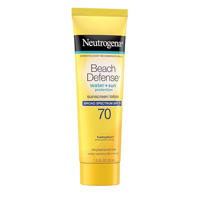 Neutrogena Beach Defense Water Resistant Sunscreen Body Lotion with Broad Spectrum SPF 70, Oil-Free, PABA-Free & Fast-Absorbing, Oxybenzone-Free, Travel Size, 1 oz, 48 Pack