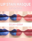 Lip Stain - Wipe-Off &Peel Off Lip Color | Waterproof, Long Lasting, Transfer-Resistant, Smudge-Proof Lip Tint | Easy Wipe Finish, High Pigment | All-Day Vibrant Kiss-Proof Lip Stain, 01#+09#