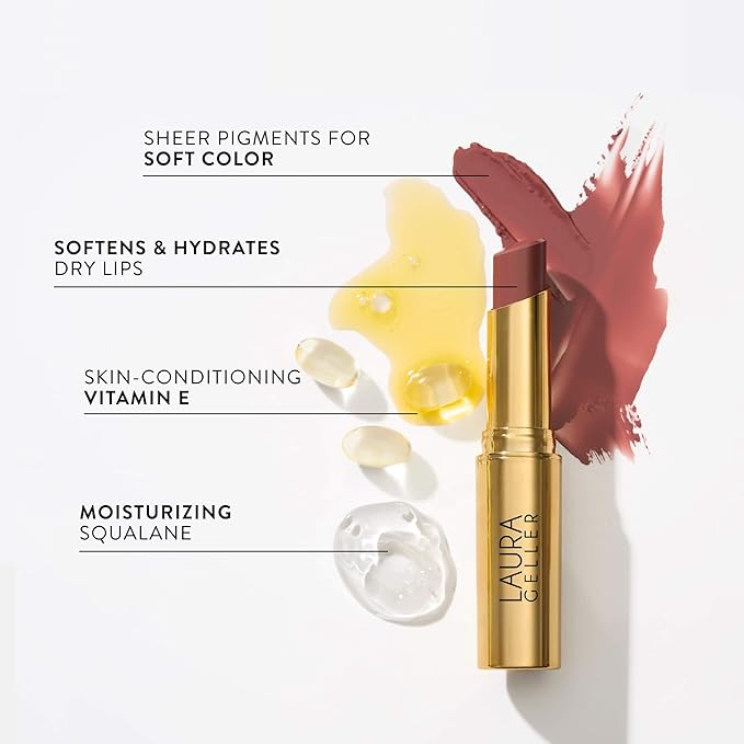 LAURA GELLER NEW YORK Jelly Balm Moisturizing Tinted Lip Balm - Terracotta Go - Hydrating Vitamin E - Semi-Shine Finish