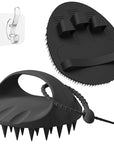 Manmihealth Silicone Hair Scalp Massager & Soft Bath Glove Set 2 PCS, Extra-large Shampoo Scalp Brush with Body & Face Scrubber for All Hair Skin Types with a Free Silicone Strap&Hook Style 2(Black*2)