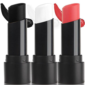 MEICOLY 3PCS Black White and Red Face Body Paint Stick,Face Paint Stick for Halloween SFX Cosplay Clown Skeleton Zombie Makeup,Waterproof Eye Black for Baseball Softball Football
