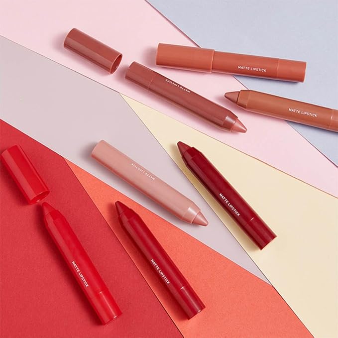 BINGBRUSH Crayon Matte Longwear Lipstick Pack Set,Moisture Smooth Color Stick Ultimate Lip Crayon for Makeup Collection - Waterproof Velvet Lipgloss (3pcs 08#&09#&10#, 3 Count (Pack of 1))