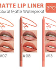 evpct 3Pcs Neutral Pale Orange Red Matte Long Lasting Wear Lip Liner Pencils Makeup Set for Shaping & Sculpting Lips, No Transfer Waterproof Pigmented Lip Liner Crayon lipliners Lipstick Pencil 7+8+13