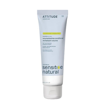 ATTITUDE Hair Conditioner for Sensitive Dry Scalp, Soothing Oat, Naturally Derived Ingredients, Dermatologically Tested, Vegan Detangler, Extra Gentle, Unscented, 8 Fl Oz