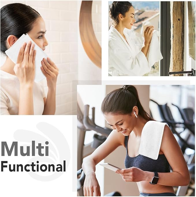 Orighty Wash Cloths Bulk Towels Set 200 Pack, Highly Absorbent and Soft Feel Microfiber Face Cloths, Multi-Purpose White Washcloths & Hand Towels for Bathroom, Hotel, Spa, and Gym, 12x12 Inch