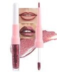 evpct Dark Wine Red Metallic Glitter Lip Liner and Lipstick Combo Lip Gloss Stain Set Makeup for Women Long Lasting Waterproof 24, Mauve Plum Frosted Metallic Shimmer Glossy iridescent Liquid Lipstick