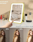 Gold Rechargeable Makeup Mirror with Lights, LED Vanity Mirror, 3 Color Modes, Portable Desktop Mirror, Adjustable Brightness, Ideal for Dorm and Home Use