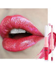 evpct Crushed Ruby Red Metallic Glitter Lip Liner and Lipstick Combo Lip Gloss Stain Set Makeup for Women Long Lasting Waterproof 24, Red Frosted Metallic Shimmer Glossy iridescent Liquid Lipstick 18