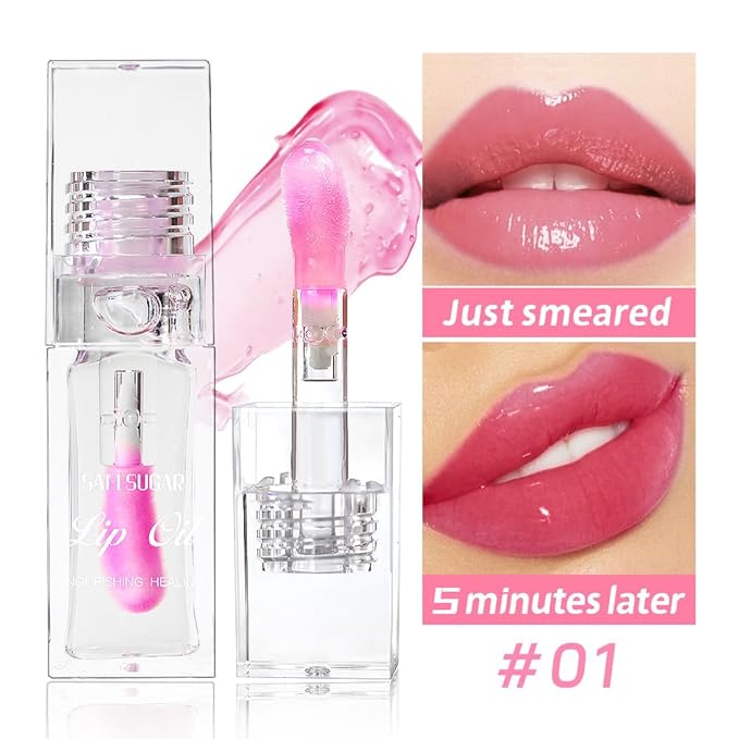 Magic Color Changing Lip Oil, Moisturizing Lip CareNon-Sticky Tinted Glitter Lip Glow Oil for Dry Lips Lip Care.(Color Changing Lip Oil)