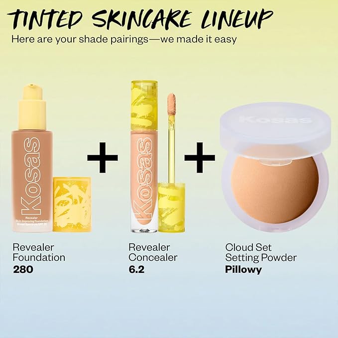 Kosas Revealer Skin-Improving Foundation with SPF 25 Protection - Hydrate, Brighten, Soothe, Plump, Protect Skin - Smoothing Texture, Natural Finish and Clean Formula - Medium Tan Neutral 280