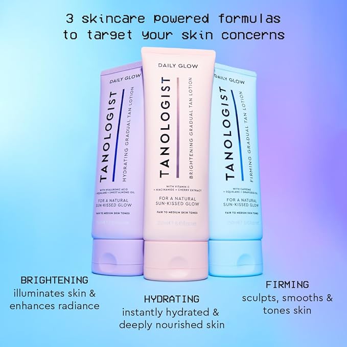 Tanologist Brightening Daily Glow - Medium/Dark - Illuminating Gradual Tan Lotion - Natural, Sun Kissed Glow - Daily Tanning Lotion with Vitamin C, Niacinimide & Cherry Extract - 8.45 fl oz