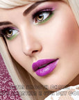 evpct 2Pcs Purple Shimmer Glitter Shiny Liquid Lipstick Lip Gloss Stain and Retractable Lip Liner Makeup Set for Women Long Lasting Waterproof 24 Hours Lipstick labial mate larga duracion 24 51#