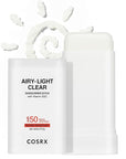 COSRX Airy-Light Clear Sunscreen Stick with Vitamin E & C SPF 50, 0.67 oz, 19g, Lightweight, Travel Essentials, Summer Essentials, Korean Skin Care, Korean Matte Sunscreen for Face