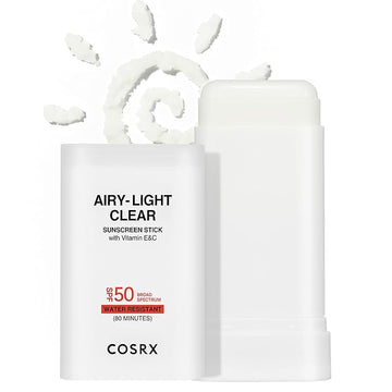COSRX Airy-Light Clear Sunscreen Stick with Vitamin E & C SPF 50, 0.67 oz, 19g, Lightweight, Travel Essentials, Summer Essentials, Korean Skin Care, Korean Matte Sunscreen for Face