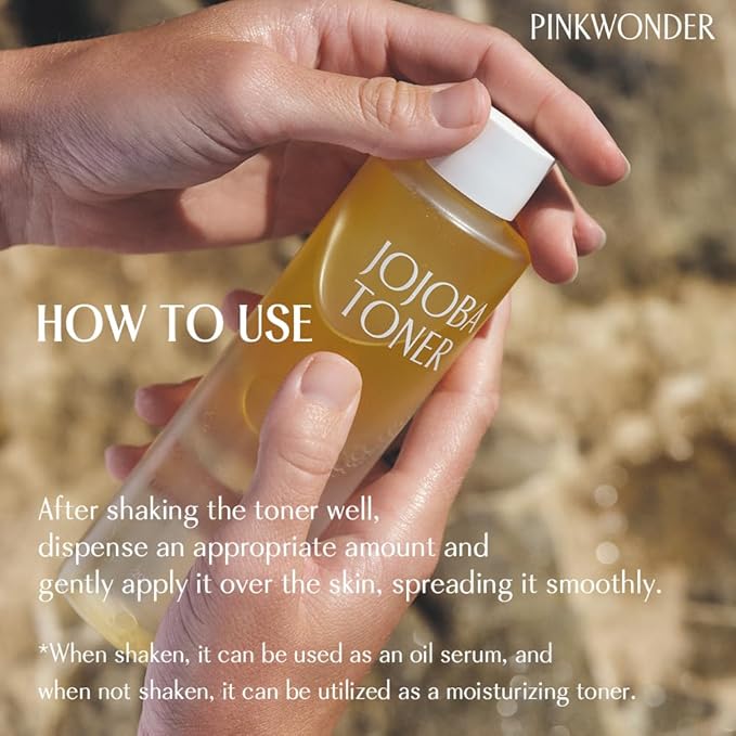 PINKWONDER USDA Organic 100% pure Jojoba oil toner | Hydrating Essence for Skincare | Korean Facial Toner with Jojoba Oil & Wild Strawberry Leaf Extract (6.76oz)