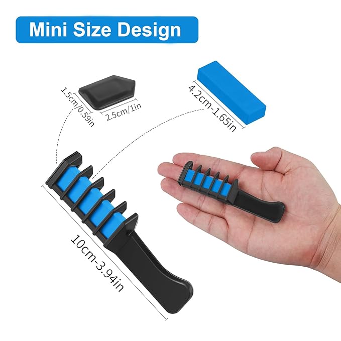 New Hair Chalk Comb Temporary Bright Hair Color Dye for Girls Kids, Washable Hair Chalk for Girls Age 4 5 6 7 8 9 10 New Year Birthday Cosplay DIY, Halloween, Christmas (Blue)