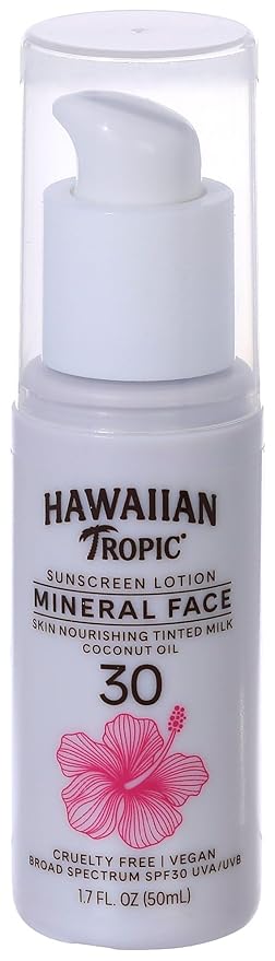 Hawaiian Tropic Mineral Sun Milk Face Sunscreen Lotion, SPF 30, 1.7oz