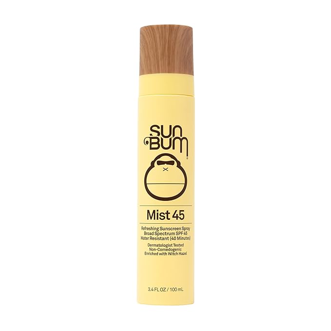 Sun Bum Original SPF 45 Sunscreen Mist - Broad Spectrum Moisturizing Facial Sunscreen Spray with Vitamin E - Hawaii 104 Act Compliant (Made without Octinoxate & Oxybenzone) - Travel Size - 3.4 oz