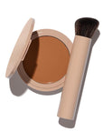 No Makeup Makeup Long-Lasting Lightweight Foundation & Brush Duo | Cruelty-Free, Fragrance-Free, Buildable, Transfer-Proof Makeup (Golden Tan)