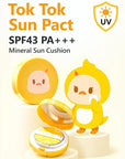 ATOPALM | Tok Tok Facial Sun Pact | Sun Cushion SPF43 PA+++ | Sunscreen Korean | For Dry and Sensitive Skin | Outdoor Sunscreen Compact | Moisturizing Spf Cushion Mineral Cream | Korean Skincare | 15g