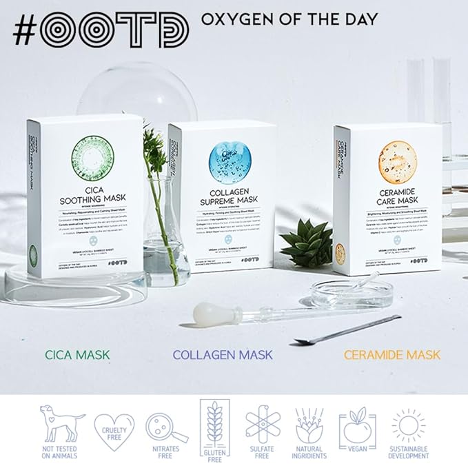Ceramide Brightening Sheet Mask For Face, Moisturizing, Anti Vegan 10EA