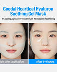 GOODAL Heartleaf Hyaluron Gel Mask, Cooling, Soothing, Sheet Mask with Hyaluronic Acid & Vegan Collagen, Overnight Hydrating Gel Essence for Pore & Skin Barrier Care [5EA]