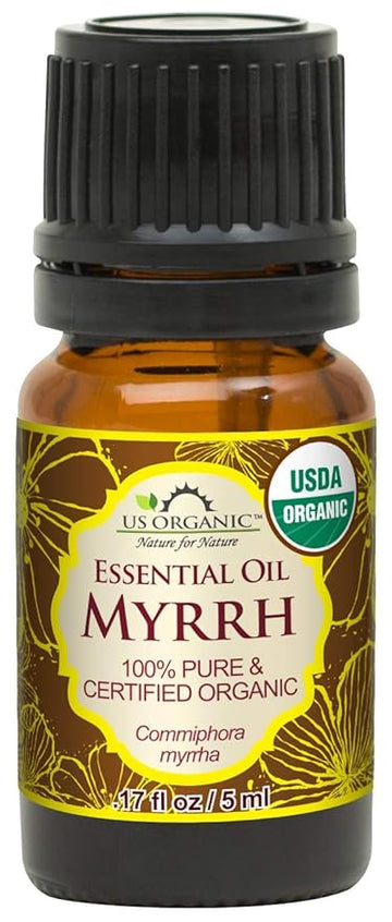 US Organic 100% Genuine Myrrh Essential Oil - Sourced from The Horn of Africa, USDA Certified Organic, Extracted by Hydro-Distillation (Myrrh, 5 ml)