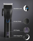 Professional Hair Clippers Trimmer Kit,Cordless Hair Clippers for Men,Barber Fading Clipper and Zero Gap T-Blade Trimmer Set with LED Display for Mens Gifts (Black)