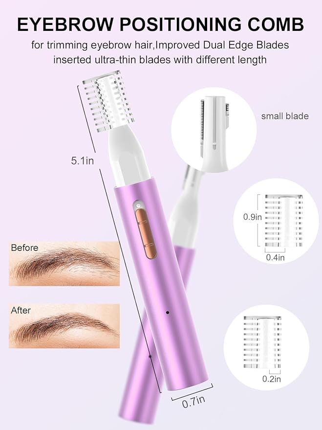 2025 Rechargeable Nose & Ear Hair Trimmer, Dual-Edge Blade Electric Clipper for Women Men, Facial & Eyebrow Hair Removal Tool, Powerful Motor, Painless, Easy to Clean, IPX7 Waterproof (Pink)