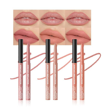 Matte Lip Liner Pencil Set 3 Pack, Long-Lasting Waterproof Lip Liners, Smudge-Proof and High Pigment Lip Liner Kit, Smooth Application for Defining & Shaping Lips, Non-Fading Matte Finish-4#