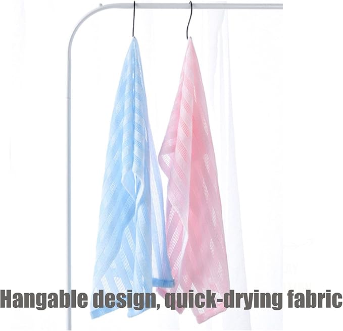 Exfoliating Shower Towel, Back and Body Exfoliator Towel, Scrub Cloth, Bath Towel, Portable Bath Towel, Travel and Quick Drying, for Women and Men (4pcs)