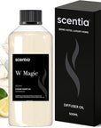 Scentia W Magic Hotel Diffuser Refill Oil Inspired by W Signature Hotel - 500 mL 16.9 fl oz - Fragrance Oil Blend Bergamot, Lemongrass & Jasmine for HVAC Diffuser - Thanksgiving & Holiday Gift