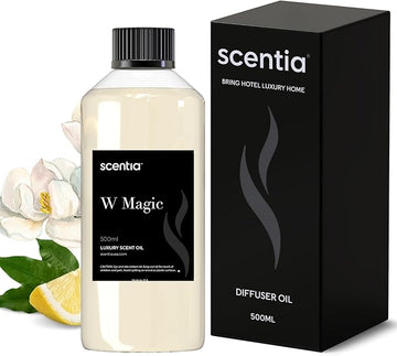 Scentia W Magic Hotel Diffuser Refill Oil Inspired by W Signature Hotel - 500 mL 16.9 fl oz - Fragrance Oil Blend Bergamot, Lemongrass & Jasmine for HVAC Diffuser - Thanksgiving & Holiday Gift