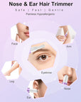 AHHFEI Rechargeable 5 in 1 Ear and Nose Hair Trimmer for Women, 2025 Professional Painless Eyebrow & Facial Hair Trimmer with Powerful Motor and Dual-Edge Blades Easy Cleansing