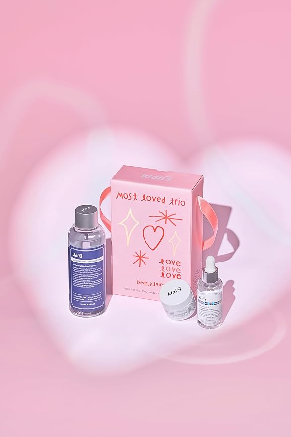 DearKlairs Most Loved Skincare Set - Unscented Toner, Vitamin Serum & E Mask | Korean Glass Skin Routine | Sensitive Skin-Friendly Valentine's Galentines Holiday Gift | Hydrating, Revitalizing