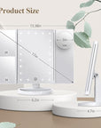 HUONUL Makeup Mirror Vanity with Lights, 2X 3X 10X Magnification, Touch Control, Trifold Mirror, Dual Power Supply, Gifts for Women, Wife, Mom, Teengirls(White)