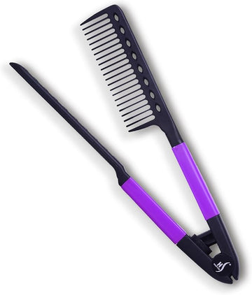 Herstyler Hair Straightening Comb - Straightener Comb for Flat Iron - Makes Styling Easy - Get Straight Hair in Minutes (Purple)