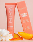 Palladio Butter Balm - Hydrating Lip Balm with Sheer Tint, Aloe, Peptides, Shea Butter, and Vegan Formulation for Instant Moisture, Shine, and Soothing Lip Care, Peaches & Cream