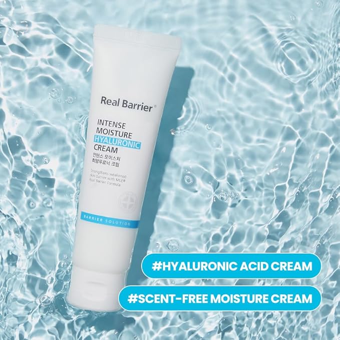 Real Barrier | Intense Moisture Hyaluronic Cream | Panthenol Skin Barrier Repair Face Cream | Hyaluronic Acid Moisturizing Face Lotion | Face Moisturizer for Dry & Sensitive Skin | 2.02 fl oz (60ml)